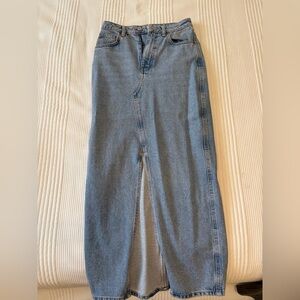 Mango Blue Denim Midi Skirt